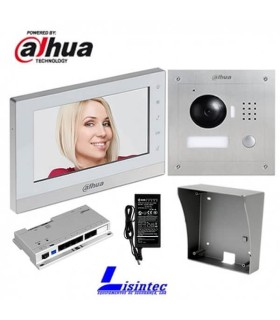 Kit de Video Portero IP Dahua, compuesto por VTO2000A + VTH1550CH + VTOB108-SS