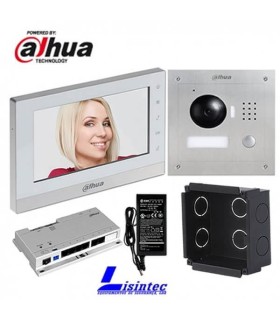 Kit de Video Portero IP Dahua, compuesto por VTO2000A + VTH1550CH + VTOB107